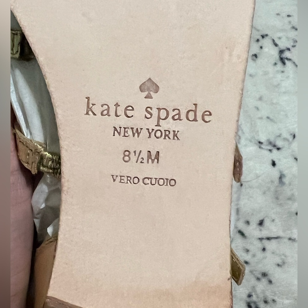 Kate Spade Gold Floral Embellished Sandals - 8.5 - Picture 3 of 7